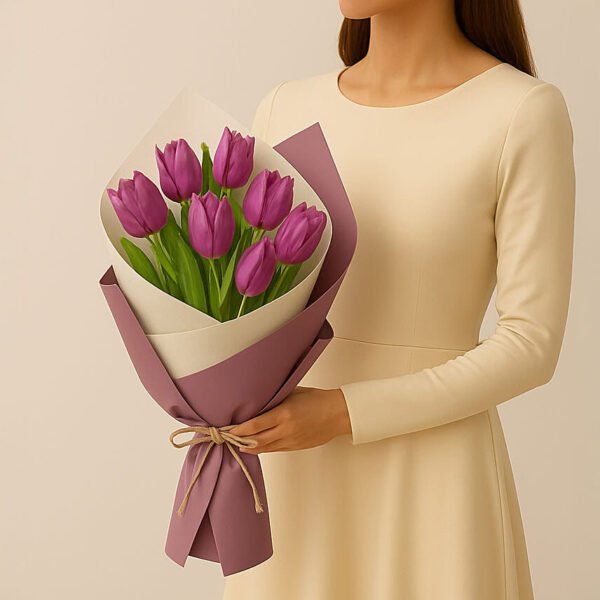 7 Purple Tulips Bouquet