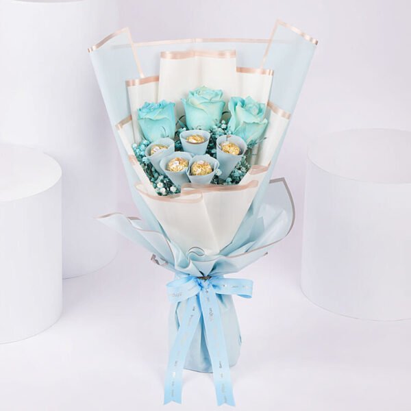 Blue Roses and Rochers Bouquet