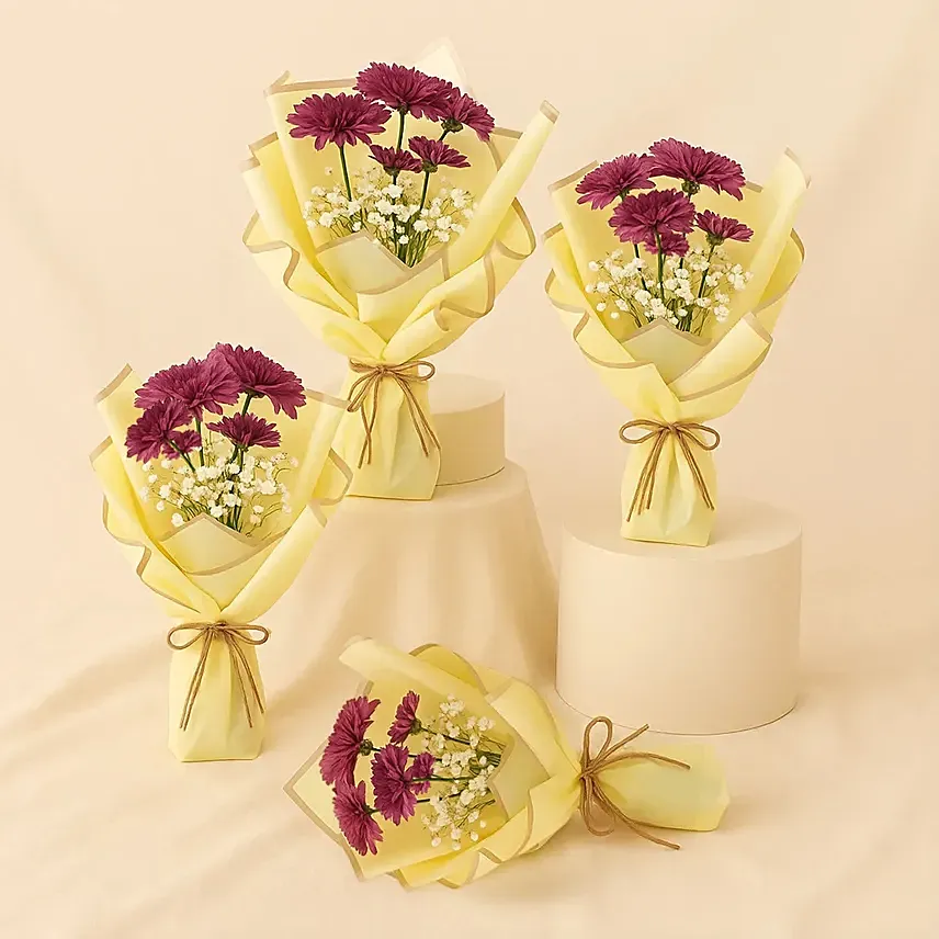 Chrysanthemum Bouquet Set Of 4