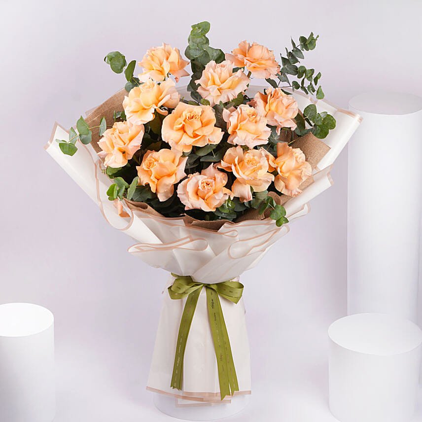 Sweet Peach Rose Bouquet