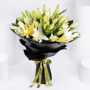 Yellow and White Lily Large Bouquet